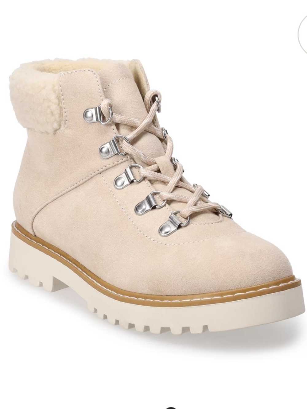 Sonoma Beige Suede Lace-Up Shearling Collar Boot Water Repellant